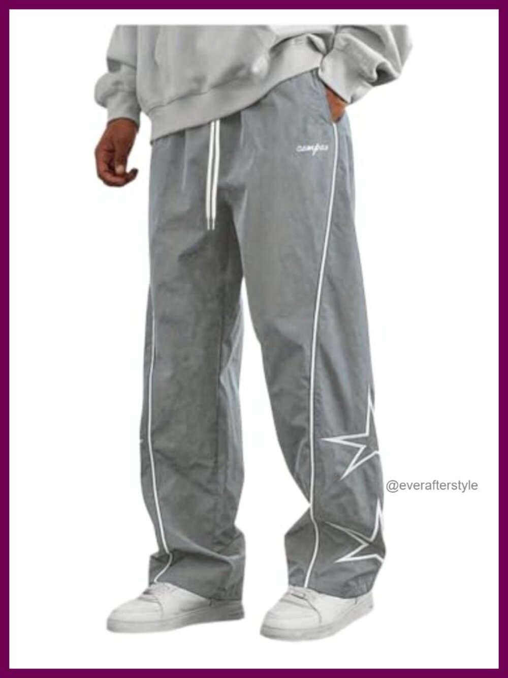 Men's Baggy Parachute Sweatpants Wide Leg Drawstring Track Pants
